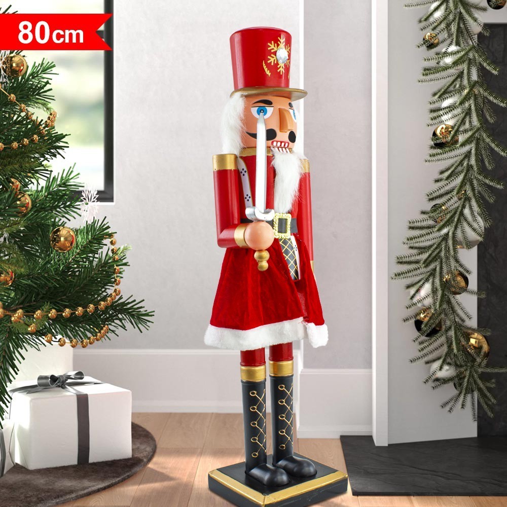 392028 Décoration de Noël Casse-Noisette soldat avec robe rouge et épée 80 cm