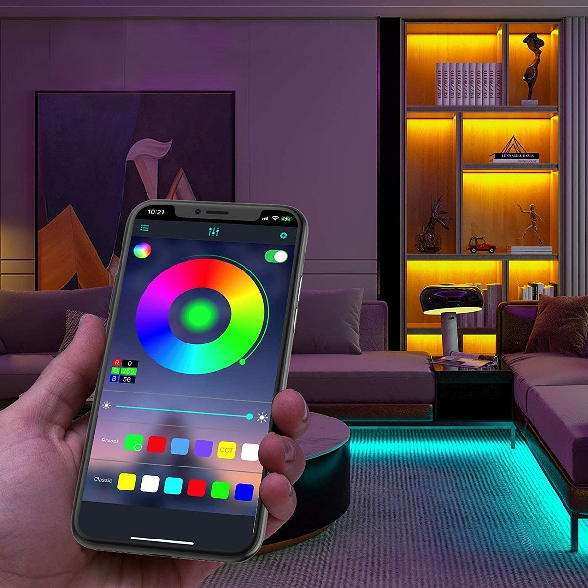 5050 Bande LED RVB 5mt Luminosité Couleur Rythme réglable APP ou télécommande