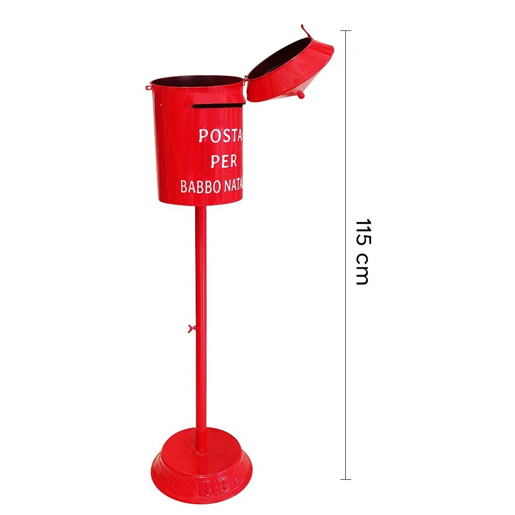 280034 Père Noël Boîte aux lettres ronde 115cm couleur rouge décoration de Noël