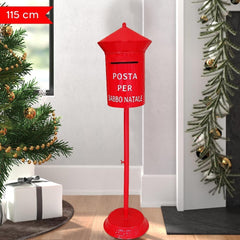 280034 Père Noël Boîte aux lettres ronde 115cm couleur rouge décoration de Noël