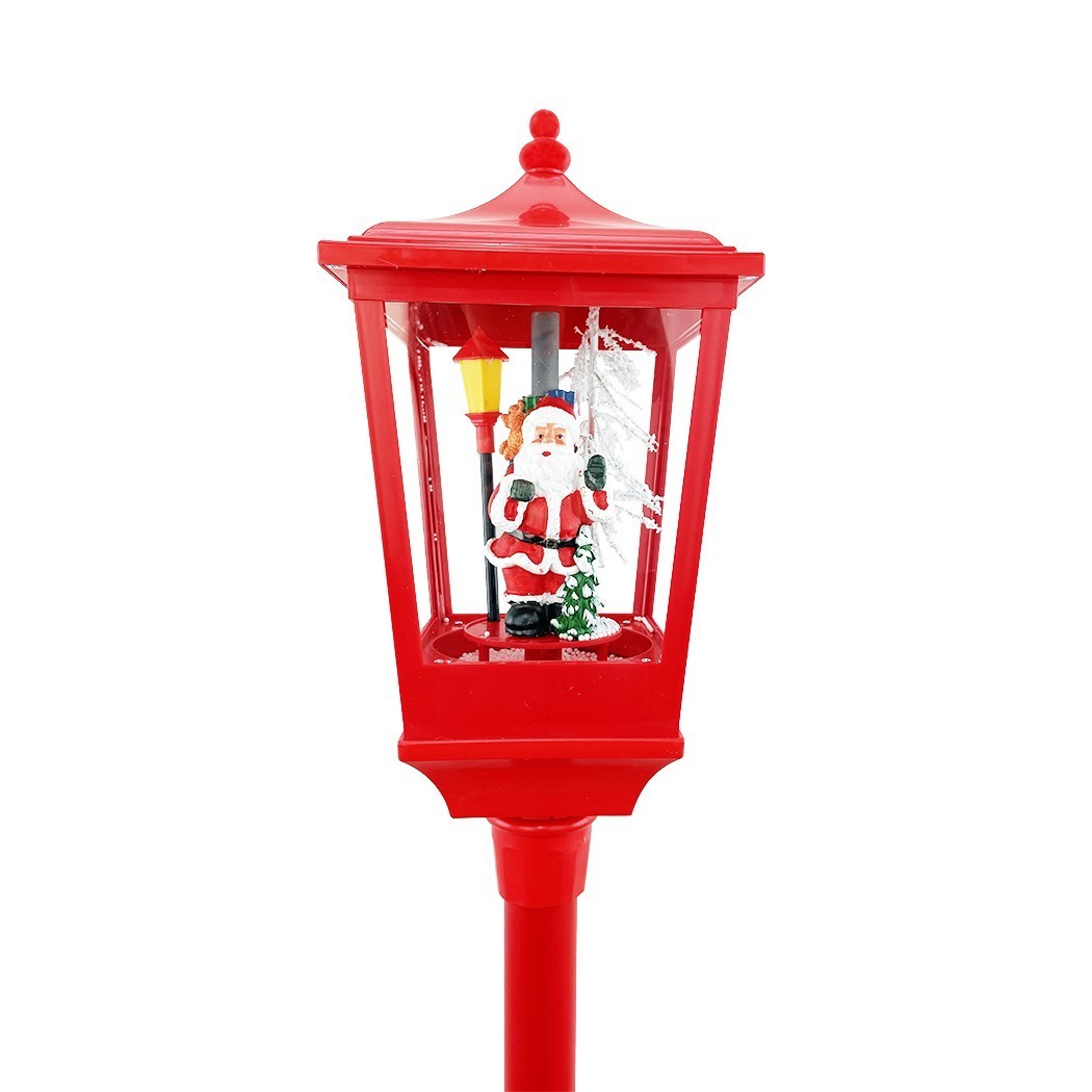 34003 Lanterne de Noël rouge H135 cm Décoration avec musique et mini lumières