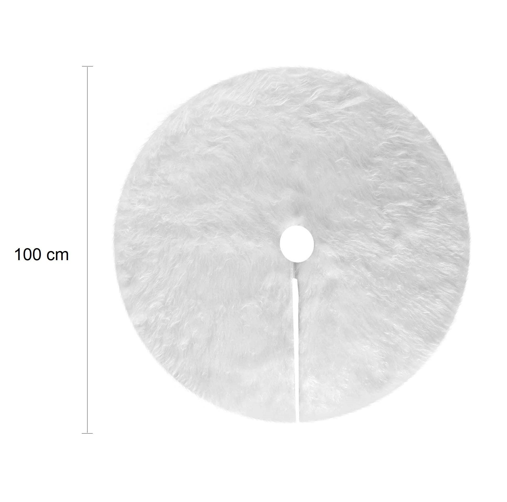 Tapis de base pour sapin de Noël 100 cm poils très doux blanc