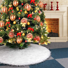Tapis de base pour sapin de Noël 100 cm poils très doux blanc
