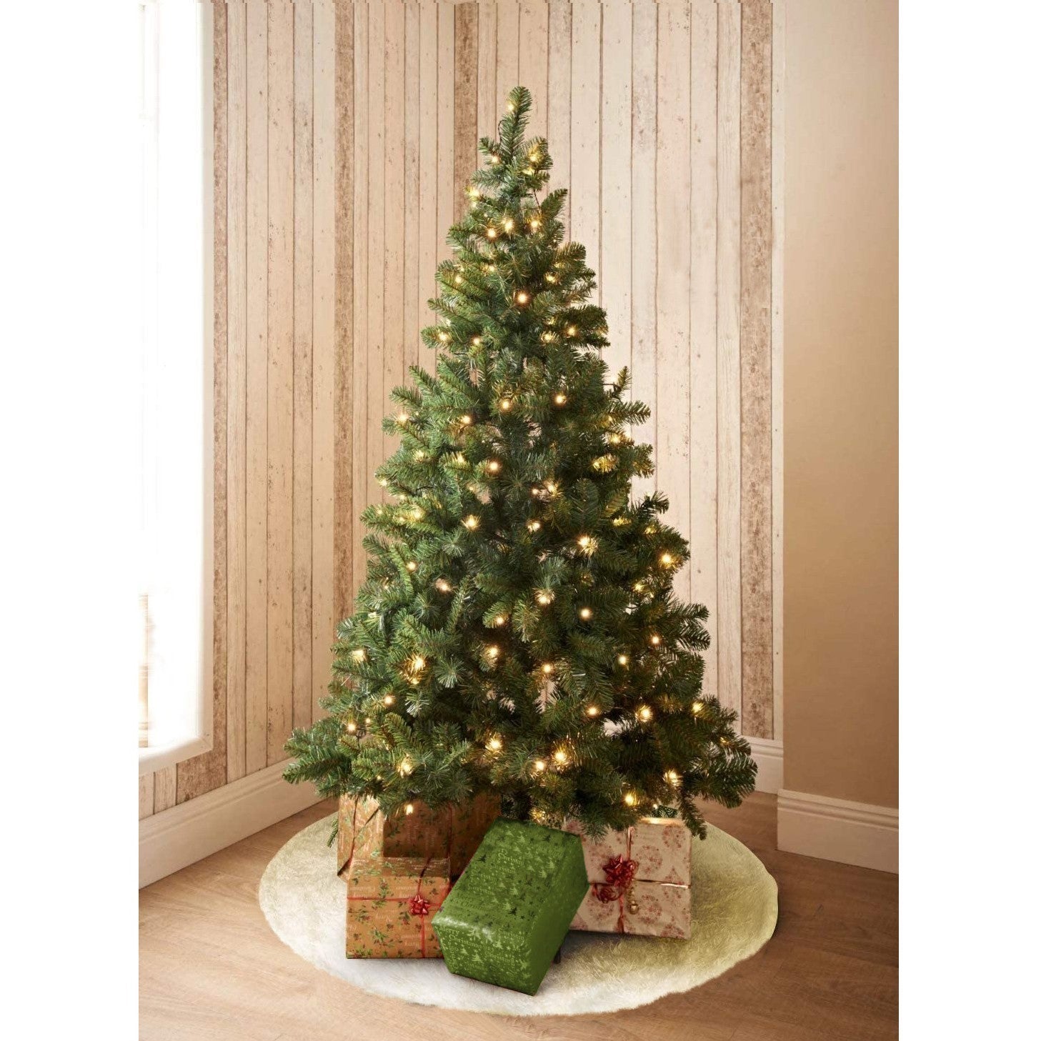 Tapis de base pour sapin de Noël 100 cm poils très doux blanc