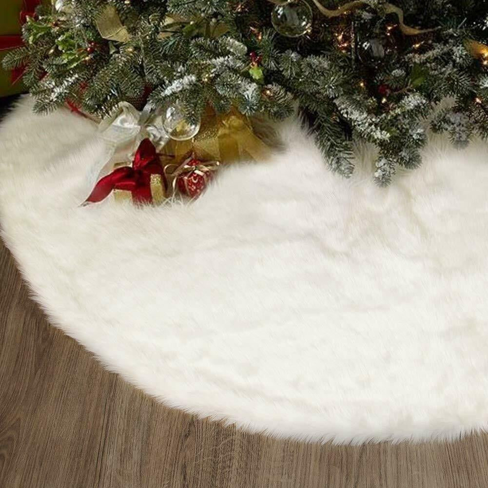 Tapis de base pour arbre de Noël 80 cm poils très doux blanc