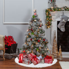 Tapis de base pour arbre de Noël 80 cm poils très doux blanc