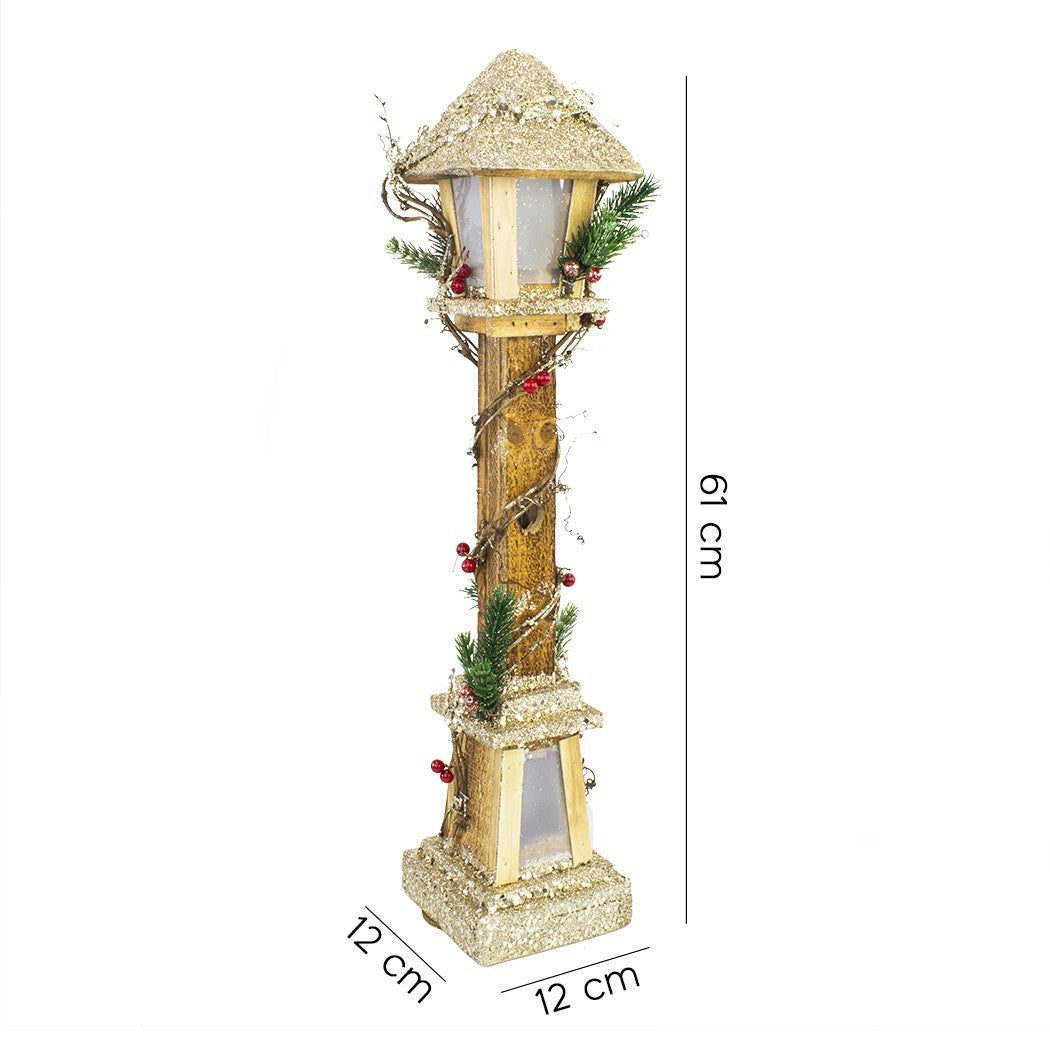 662430 Lanterne de Noël avec paillettes dorées 61cm avec lumière LED chaude
