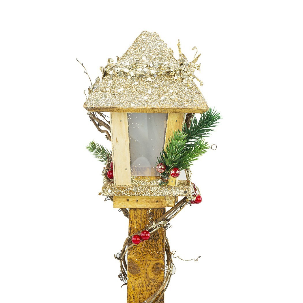 662430 Lanterne de Noël avec paillettes dorées 61cm avec lumière LED chaude