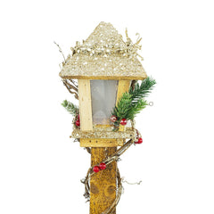 662430 Lanterne de Noël avec paillettes dorées 61cm avec lumière LED chaude