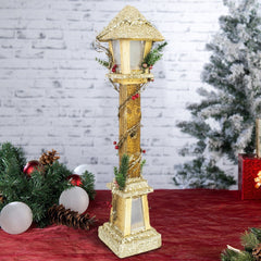662430 Lanterne de Noël avec paillettes dorées 61cm avec lumière LED chaude
