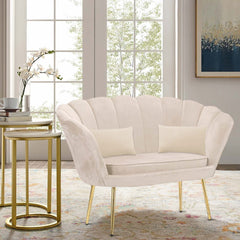 Canapé de salon 2 places en velours LOLA shell seat vintage 122x73x78 cm