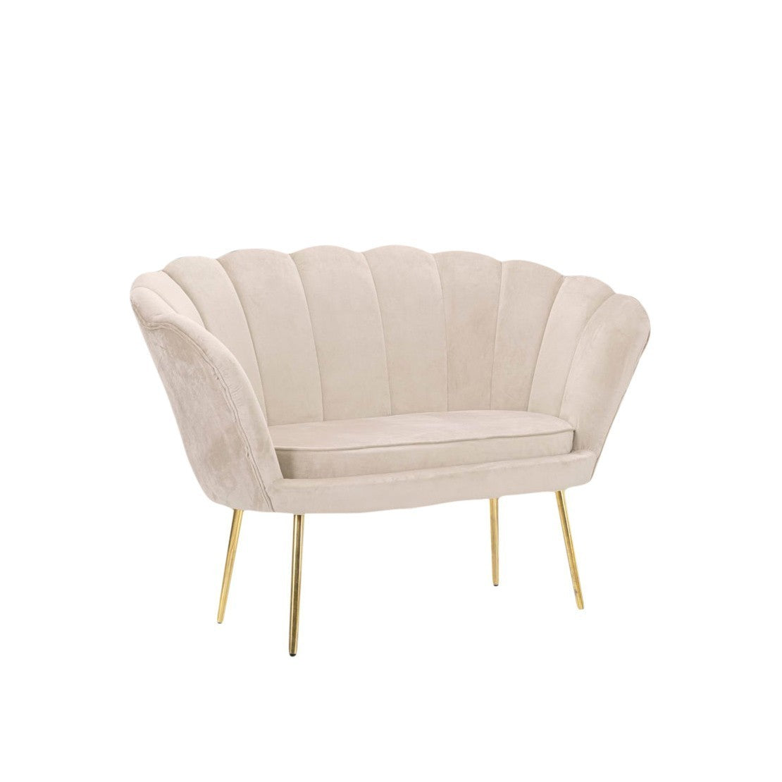 Canapé de salon 2 places en velours LOLA shell seat vintage 122x73x78 cm