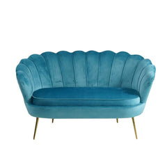 Canapé de salon 2 places en velours LOLA shell seat vintage 122x73x78 cm
