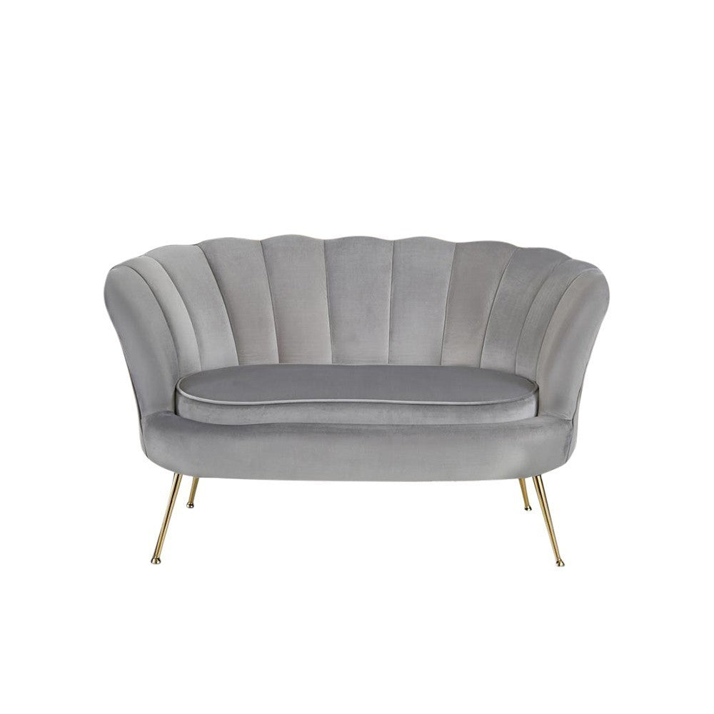 Canapé de salon 2 places en velours LOLA shell seat vintage 122x73x78 cm