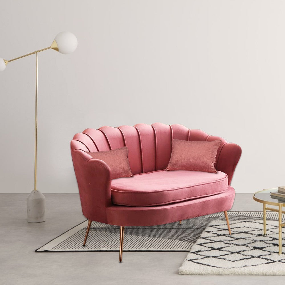 Canapé de salon 2 places en velours LOLA shell seat vintage 122x73x78 cm