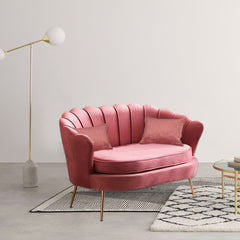 Canapé de salon 2 places en velours LOLA shell seat vintage 122x73x78 cm