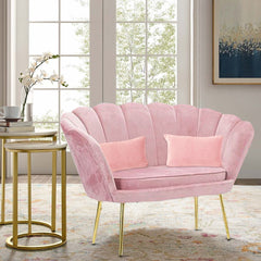 Canapé de salon 2 places en velours LOLA shell seat vintage 122x73x78 cm