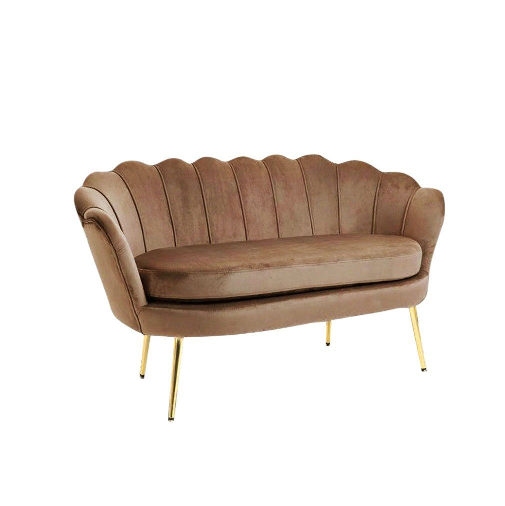 Canapé de salon 2 places en velours LOLA shell seat vintage 122x73x78 cm