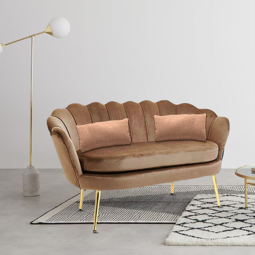 Canapé de salon 2 places en velours LOLA shell seat vintage 122x73x78 cm
