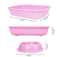 80500 Bac à litière et mangeoire pour chats 37x27x8,5H cm avec seau et écope