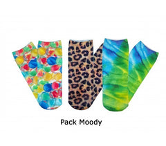 Pack de 10 paires chaussettes de bas FUNNY avec des imprimés très colorés - 3D