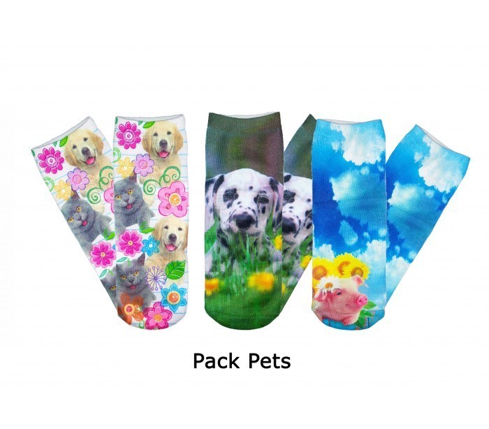 Pack de 10 paires chaussettes de bas FUNNY avec des imprimés très colorés - 3D