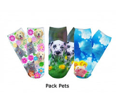 Pack de 10 paires chaussettes de bas FUNNY avec des imprimés très colorés - 3D