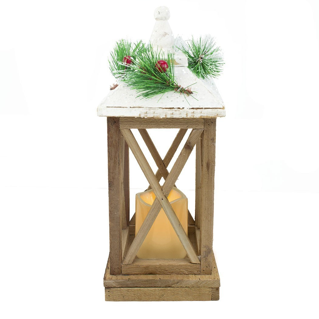 859762 Lampe de décoration de Noël en bois avec lumière Led et paillettes
