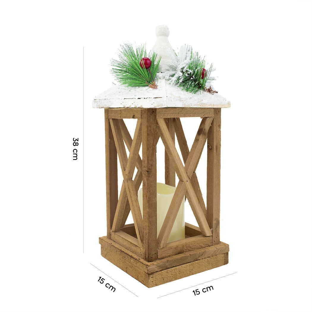 859762 Lampe de décoration de Noël en bois avec lumière Led et paillettes