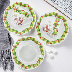 Lot de 6 tasses à café et soucoupes en céramique avec le Père Noël et le renne