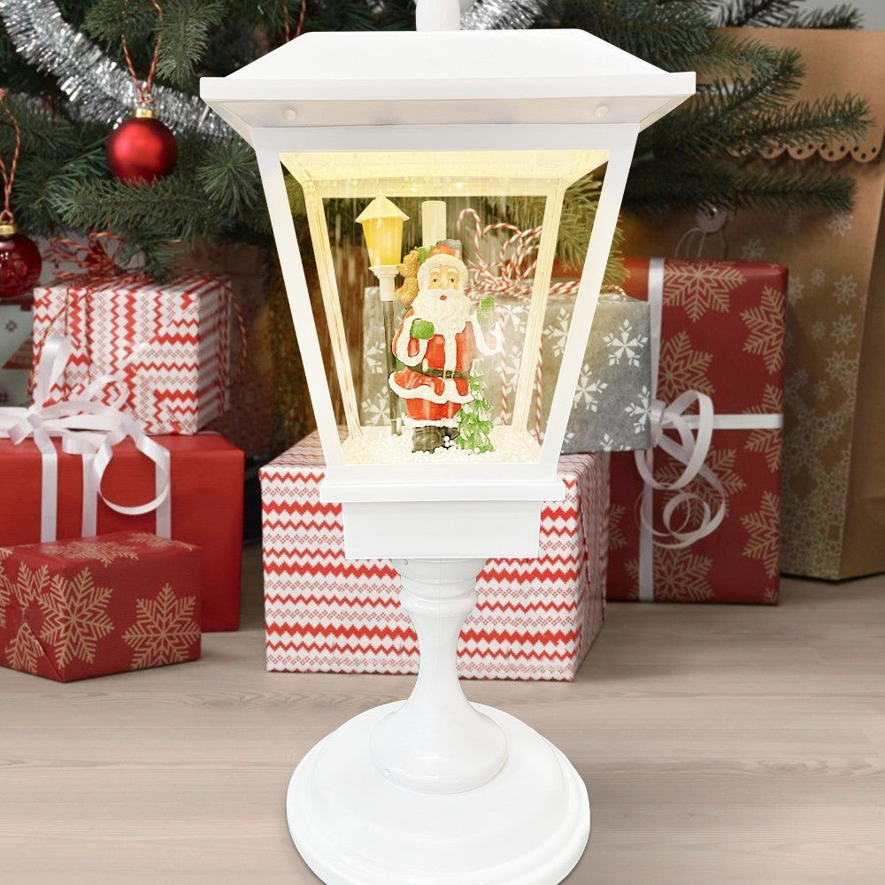 243026 Lanterne de Noël blanche Décoration 58cm en plastique Sons Lumières