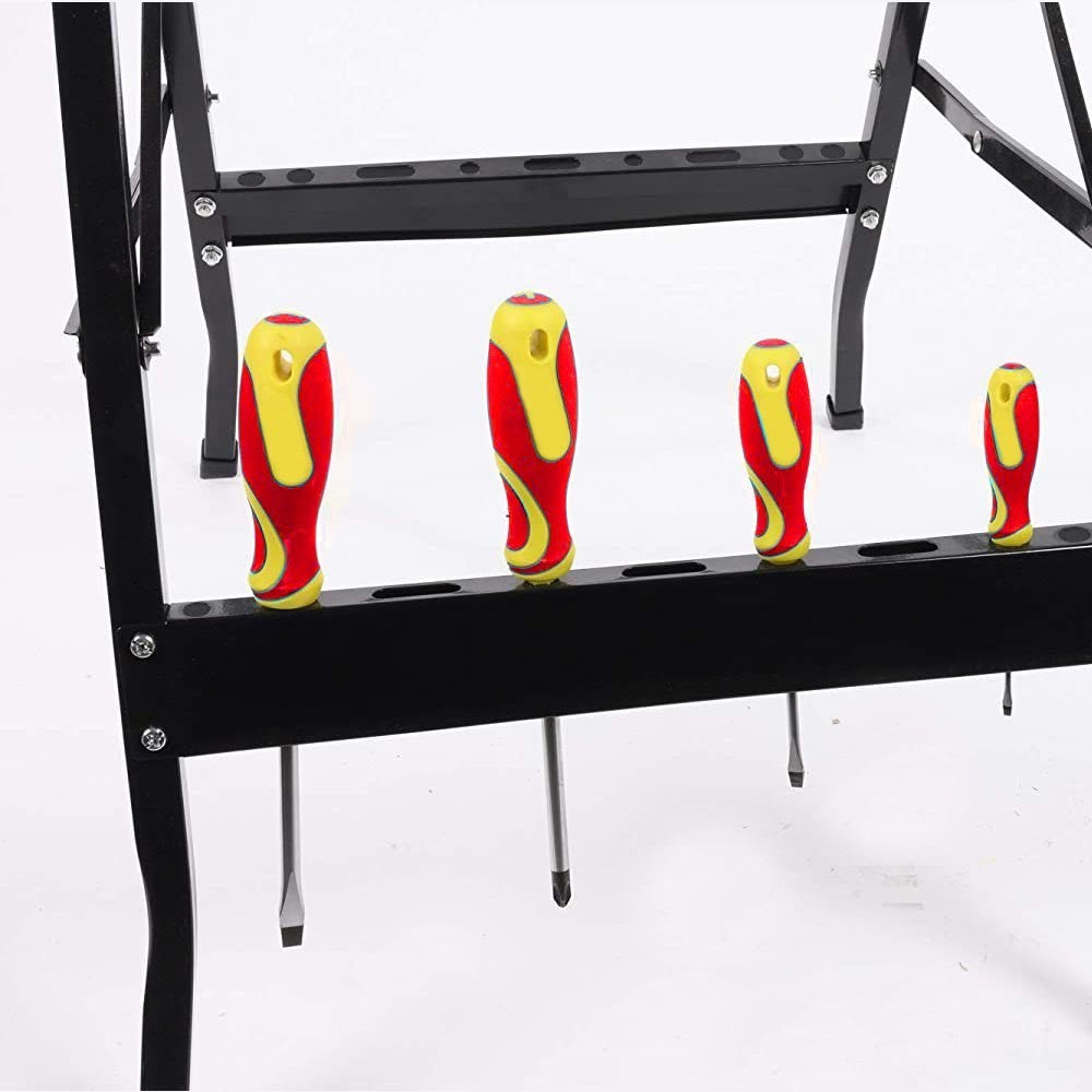 Établi de bricolage pliable avec verrous latéraux et porte-outils