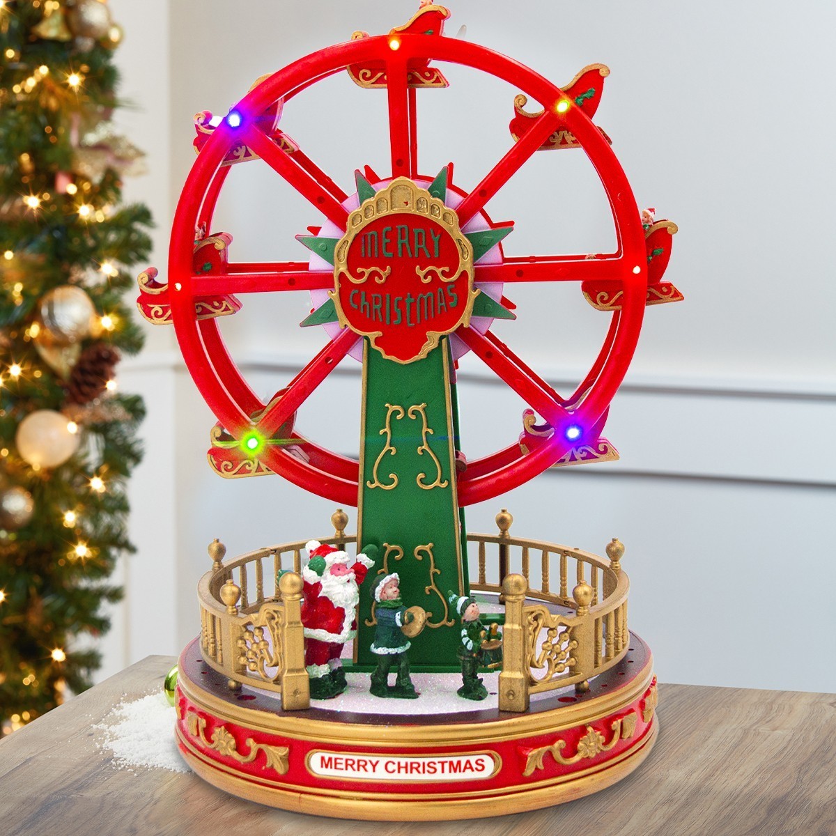 243018 Roue de Noël panoramique Carillon H30 Lumières Sons et Mouvement
