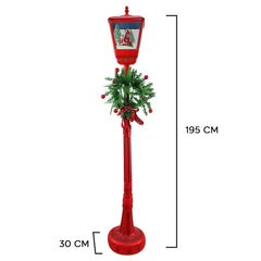392040 Lanterne Noël rouge H195cm Décoration Sons Mini Lumières et guirlande