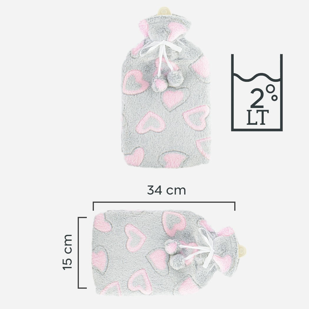 567910 Bouillotte 2L avec doublure en peluche pour la chaleur et la détente