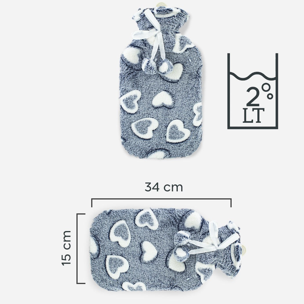 567910 Bouillotte 2L avec doublure en peluche pour la chaleur et la détente