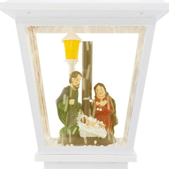 243027 Lanterne de Noël blanche Décoration 58H cm Sons Lumières et Mouvement