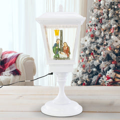 243027 Lanterne de Noël blanche Décoration 58H cm Sons Lumières et Mouvement