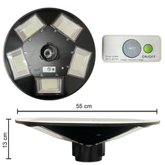 053004 Lampadaire solaire 300W poteau mural courbe télécommande 55x13cm