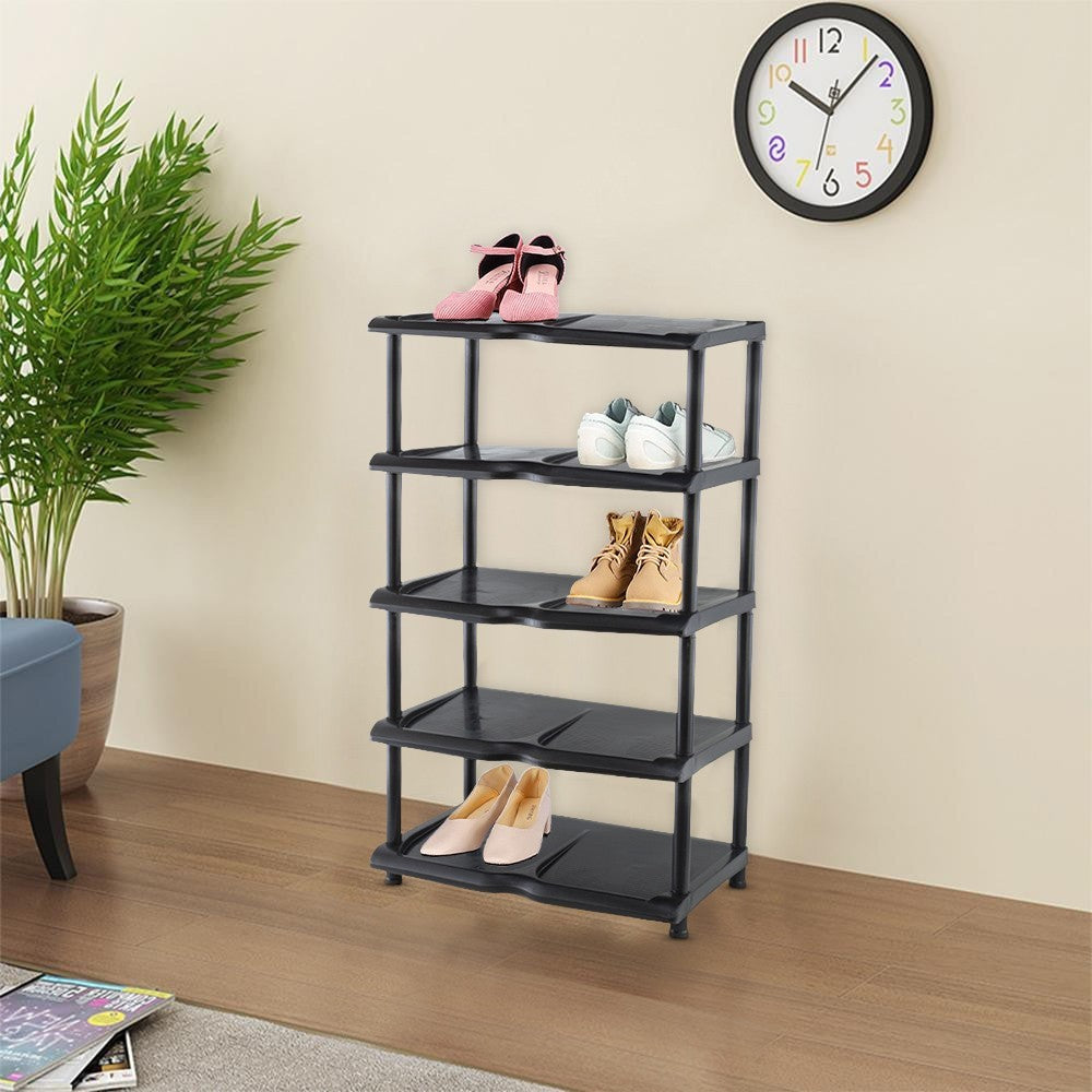 259950 Étagère à chaussures KIPIT avec 5 étagères en plastique noir 80x30x48H Cm