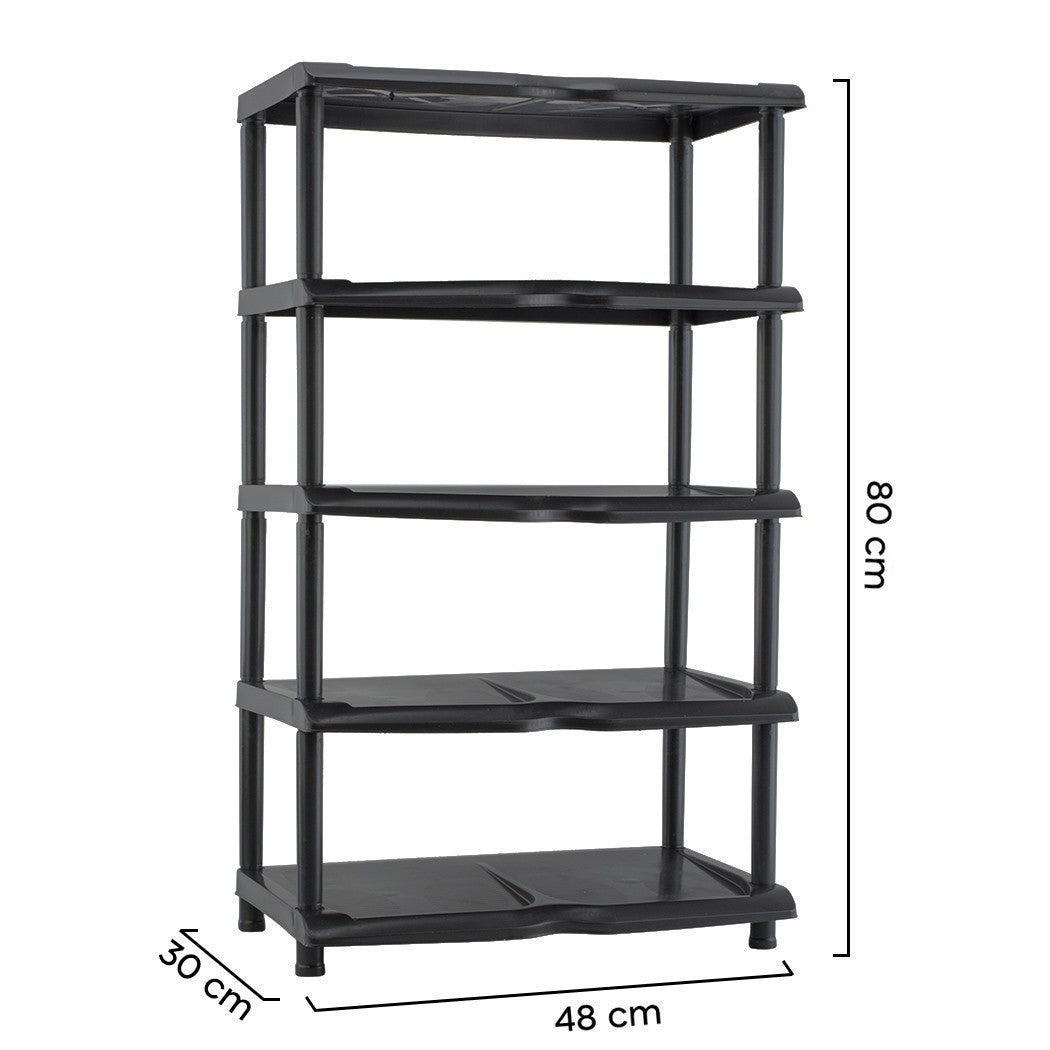 259950 Étagère à chaussures KIPIT avec 5 étagères en plastique noir 80x30x48H Cm