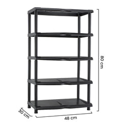 259950 Étagère à chaussures KIPIT avec 5 étagères en plastique noir 80x30x48H Cm