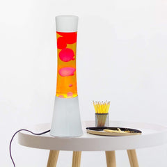 XL1757 Lampe à lave 40cm base blanche avec design moderne magma