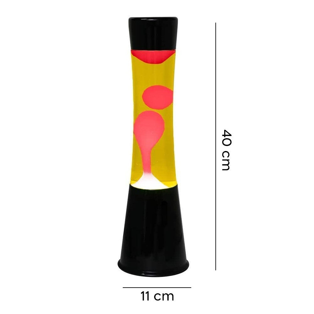XL1759 Lampe à lave 40cm base noire avec design moderne magma vert et jaune