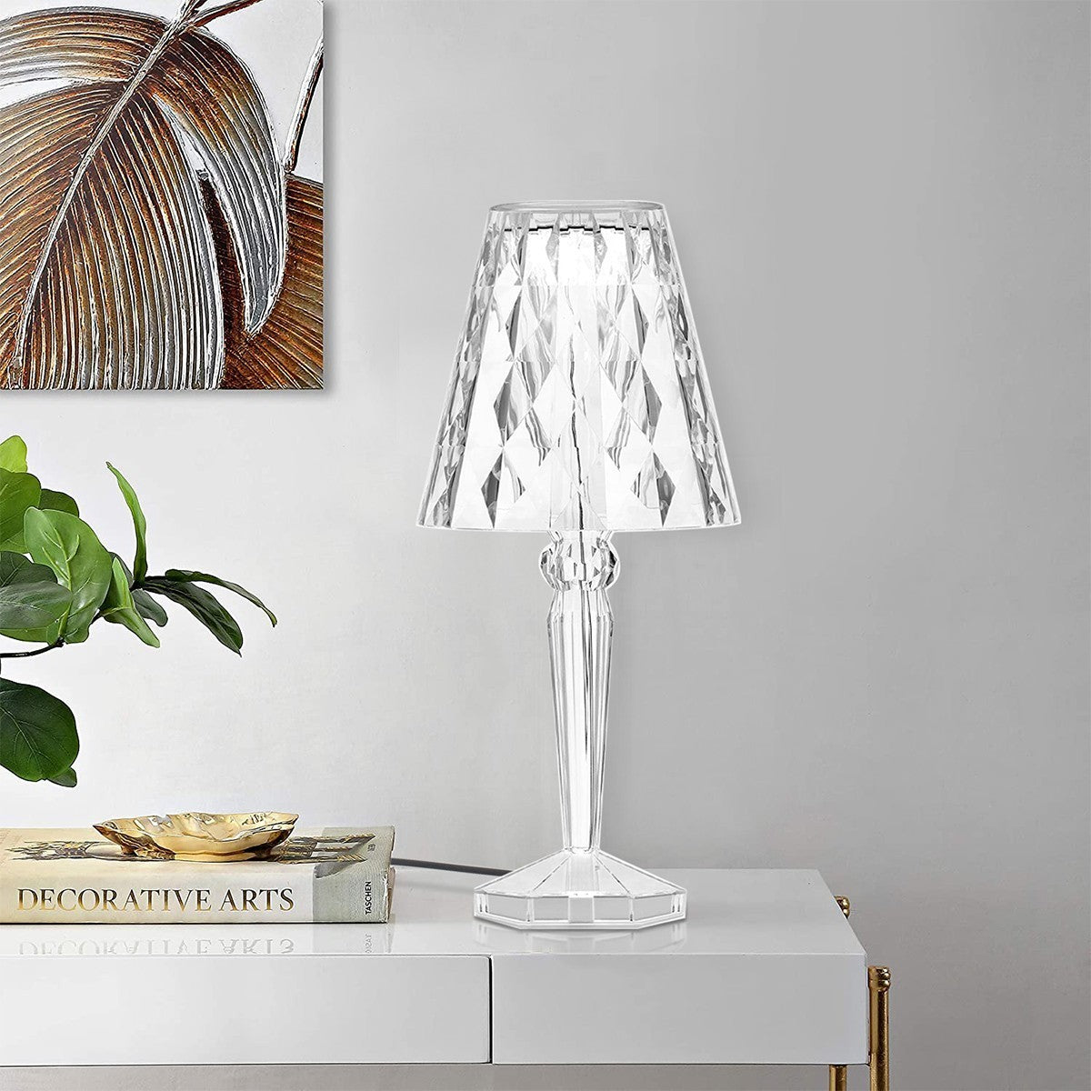 565621 Lampe de table en verre avec lampes LED multicolores et câble USB