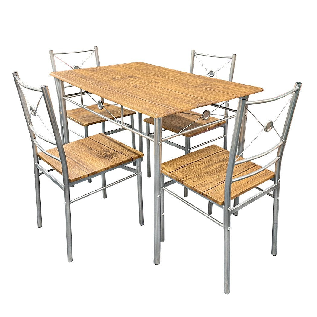 536056 Set de table rectangulaire et 4 chaises ALDO en bois brun MDF et métal