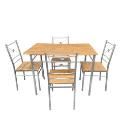 536056 Set de table rectangulaire et 4 chaises ALDO en bois brun MDF et métal