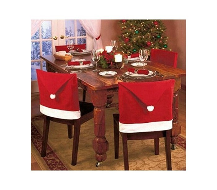 Kit 2 housses de chaise - chapeau de Noël Père Noël - 70 x 52 cm