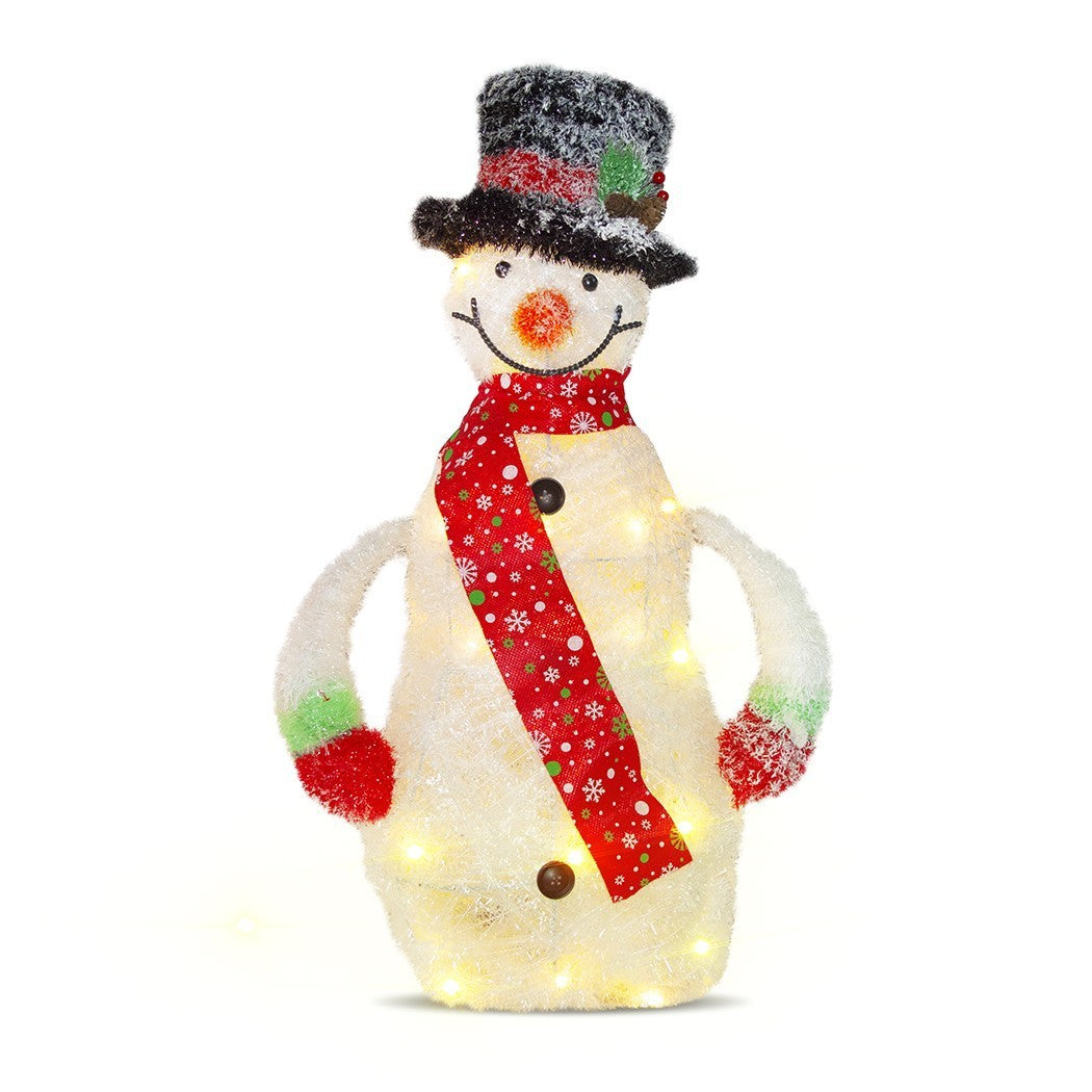 293026 Bonhomme de neige décoratif 65cm lumières led écharpe et chapeau