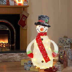 293026 Bonhomme de neige décoratif 65cm lumières led écharpe et chapeau